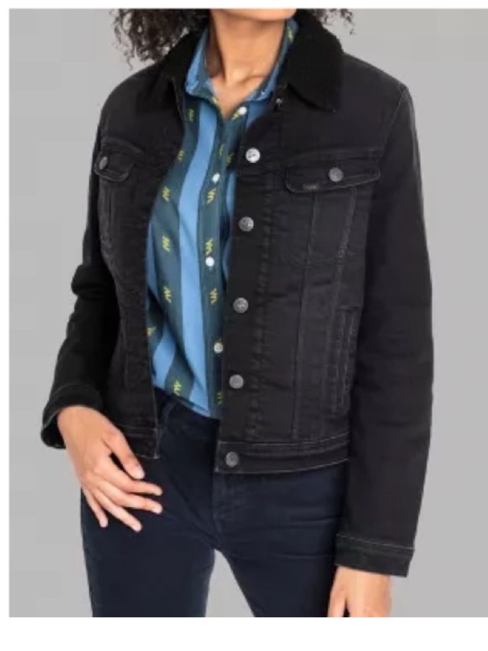 Lee Rider Denim Jean Jacket fully lined with black Sherpa